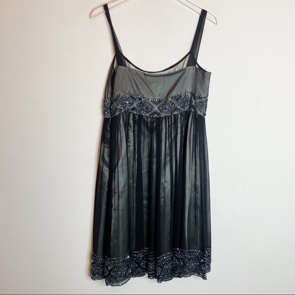 Adrianna Papell Evening Black Shimmering Dress Beaded Size 14 - Picture 2 of 10